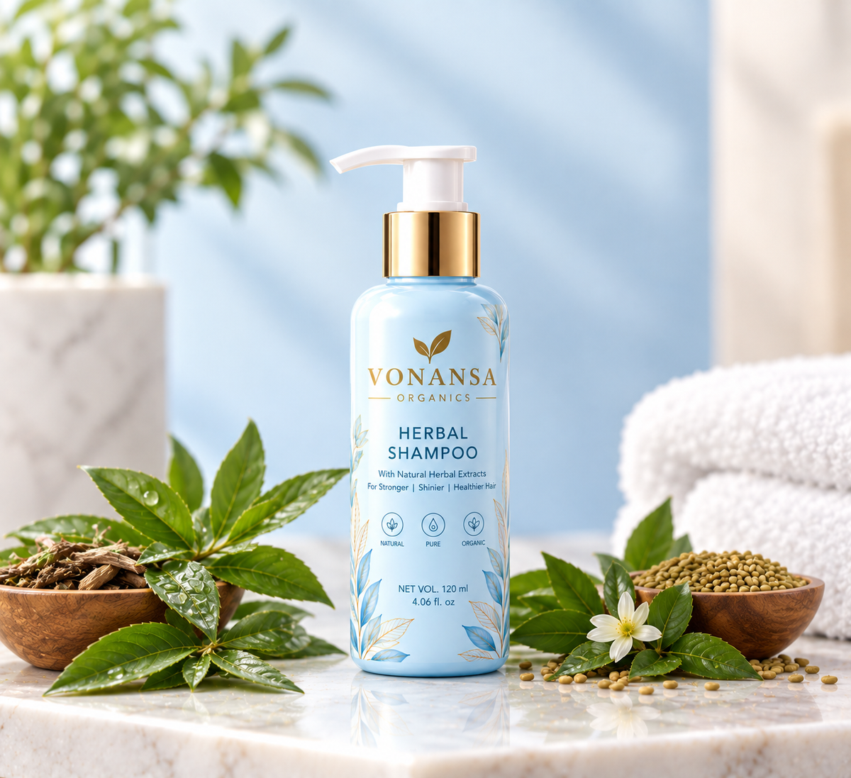 Vonansa Organics Herbal Shampoo | Naturally Fresh Hair