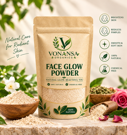 Vonansa Organics Face Glow Powder – Natural Herbal Skin Care for Glowing, Smooth &amp; Healthy-Looking Skin