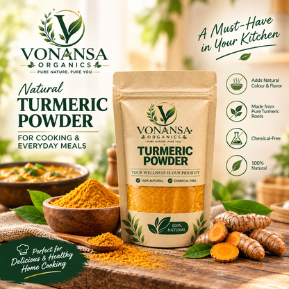 Vonansa Organics Natural Turmeric Powder – Pure Haldi for Cooking &amp; Everyday Meals