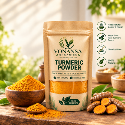 Vonansa Organics Natural Turmeric Powder – Pure Haldi for Cooking &amp; Everyday Meals